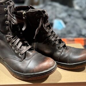 Diesel Men's Rich Brown Leather Lace-Up Zipper Boots